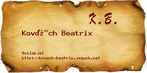 Kovách Beatrix névjegykártya
